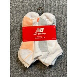 New Balance 6pk Performance Cushion Low Cut Socks Size 4-10 Moisture Control NWT